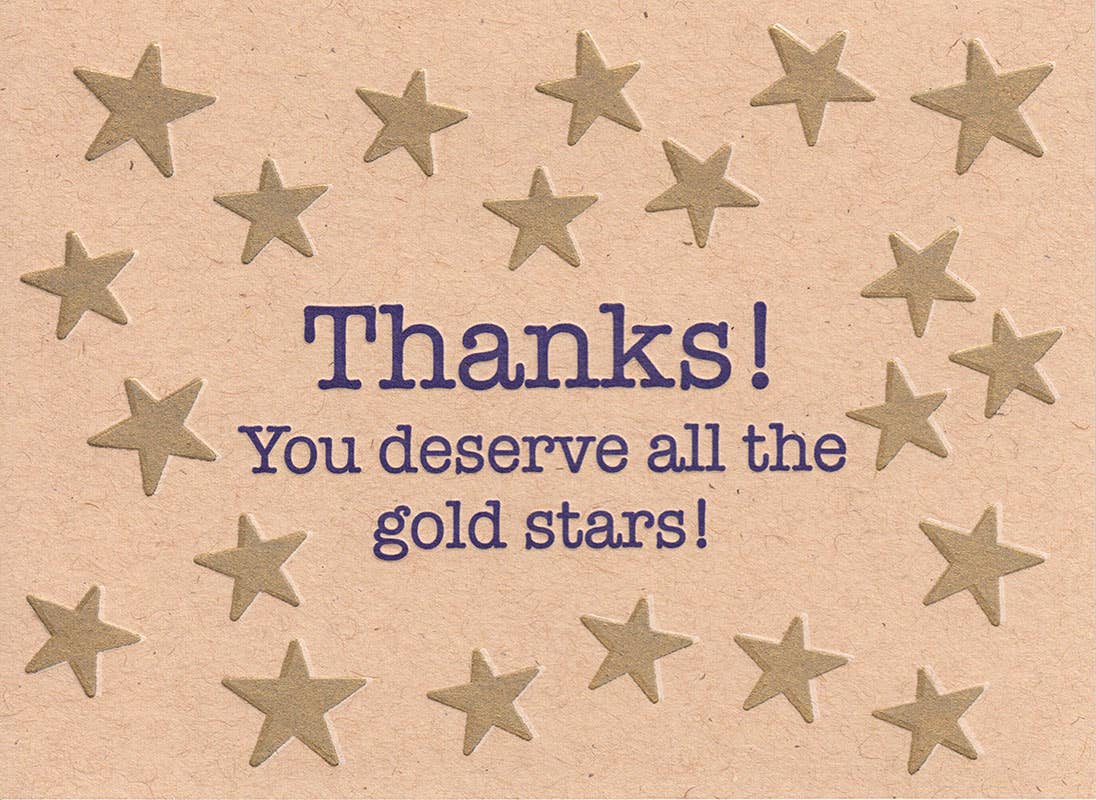 Lady Pilot Letterpress – postal de agradecimento por atacado – Cartão de agradecimento Gold Star1