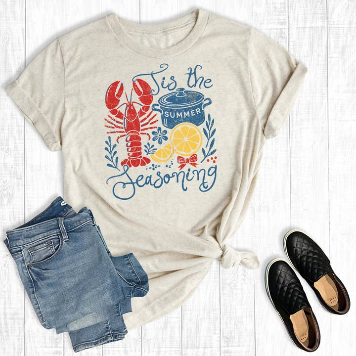 Crawfish Boil Tis The Seasoning Graphic Tee for wholesale by The Way Down South