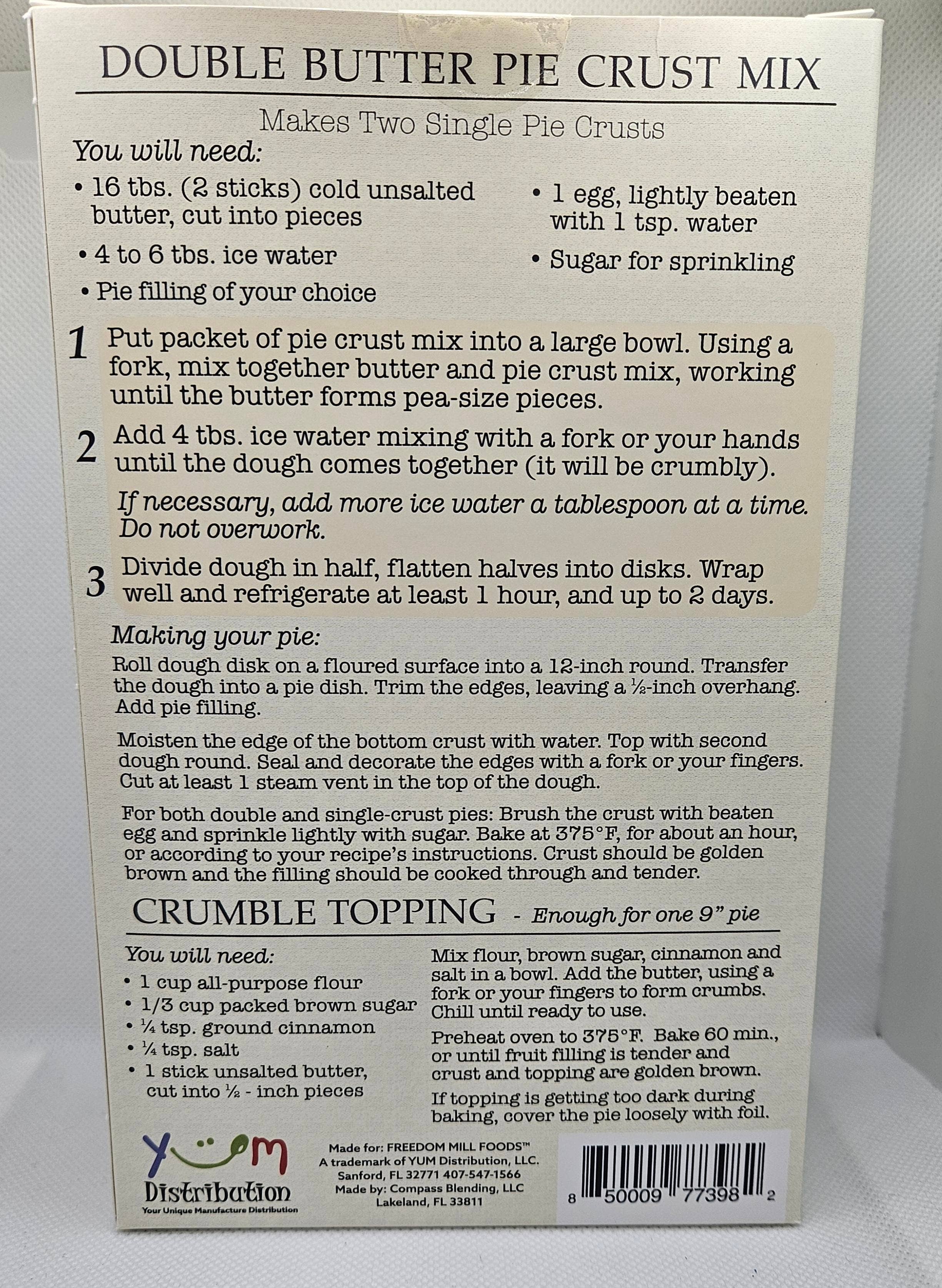 Freedom Mill Foods - Wholesale Pie - Double Butter Pie Crust1