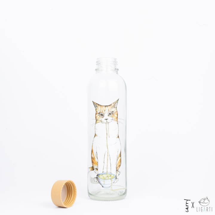 Carry Bottles - Wholesale Water Bottle - Glass water bottle - CARRY Bottle RAMEN CAT 0.7l6
