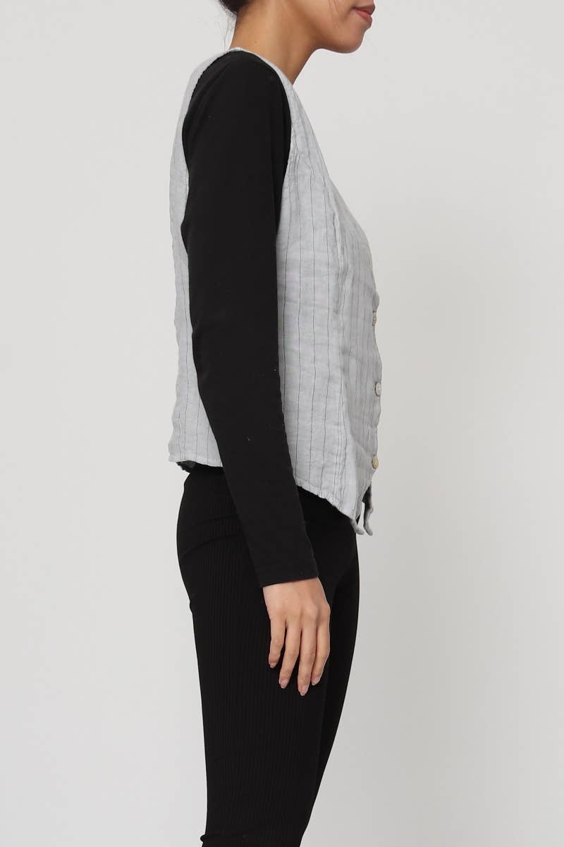 LÉA & LUC - Wholesale Button Down Shirt - Women's - Sleeveless shirt in 100% Linen REF. 517023