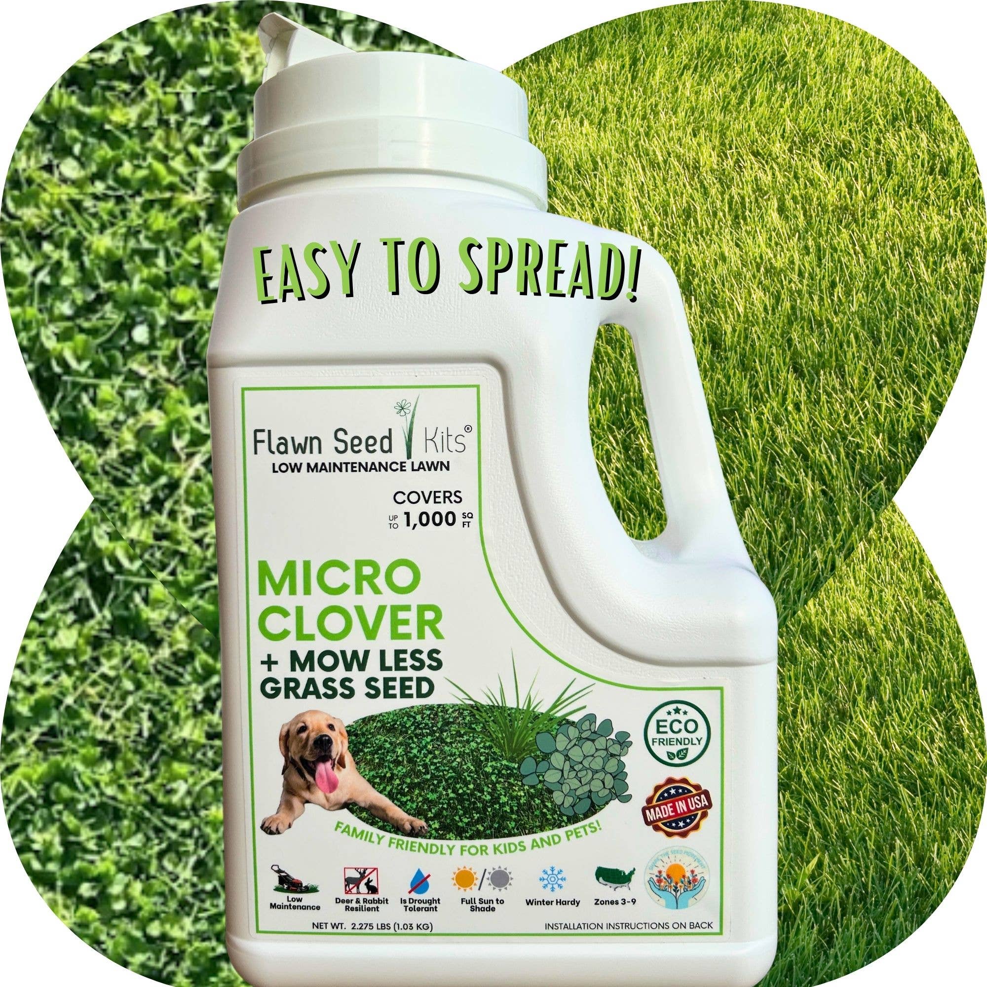 Flawn Seed Kits - Wholesale Plant Seeds - Micro Clover + Mow Less Fine Fescue Grass Seed9