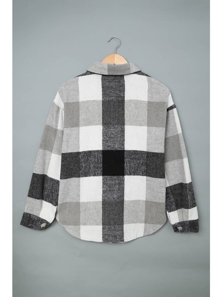 PRETTY BASH - Wholesale Shirt Jacket/Shacket - Women's - Plaid Button-Up Long Sleeve Pocketed Shacket20