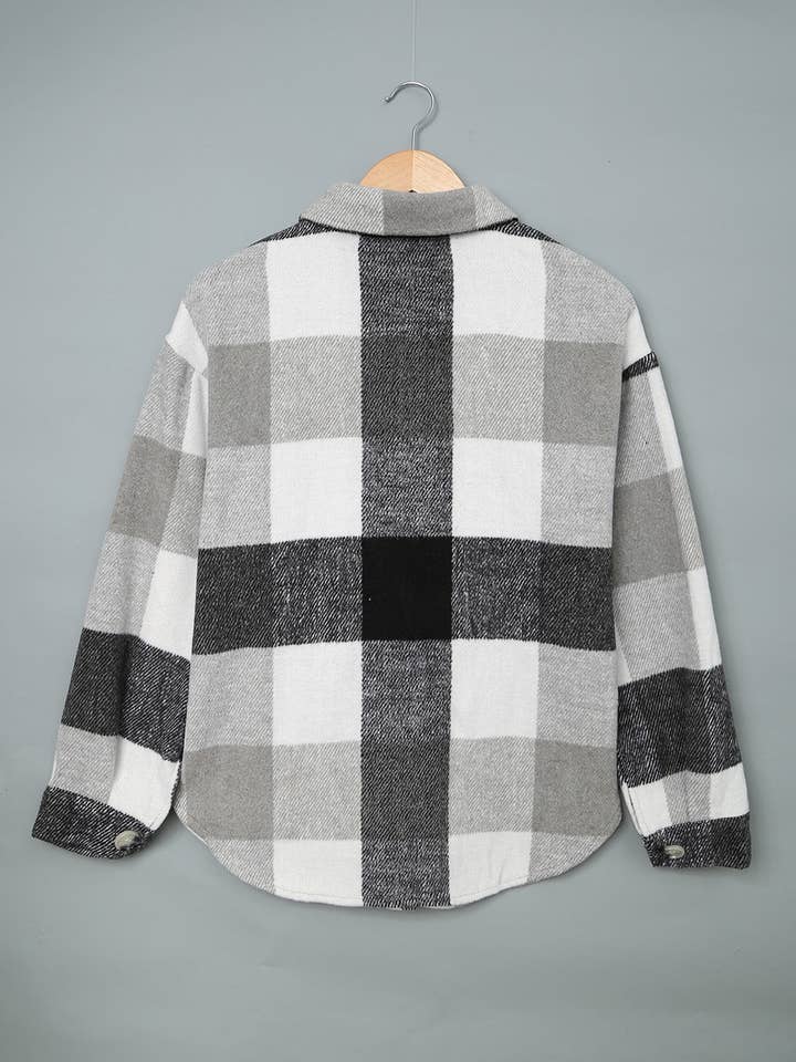 Lovesoft - Venta al por mayor Sobrecamisa - Mujer - Chaqueta casual de manga larga con botones en bloque a cuadros y bolsillo6