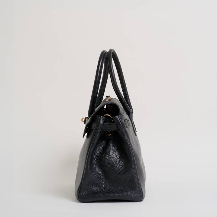 Voemièn - Wholesale Top Handle Bag - Women's - Elizabeth Bag in Black Togo Leather2