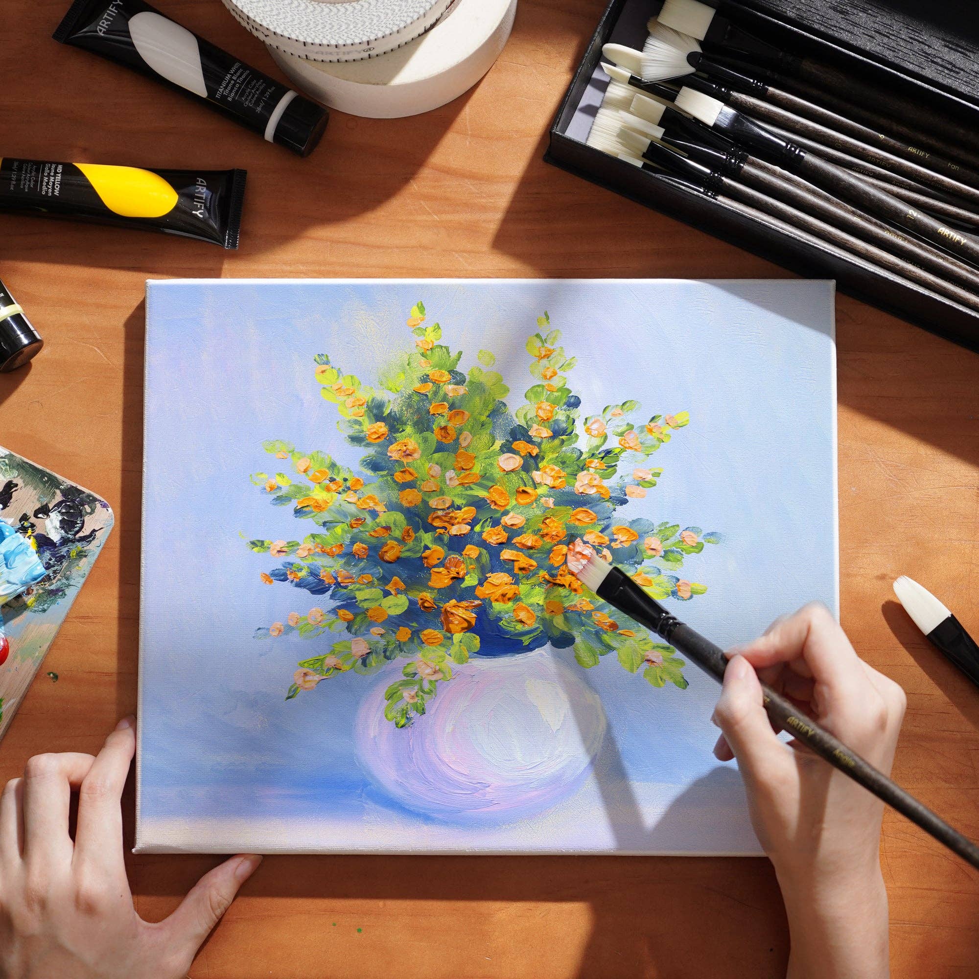 Artify - Wholesale Paint/Wax Brush - ARTIFY Paint Brush Set, 24 Piece Long Handle Oil Paint Brushes2