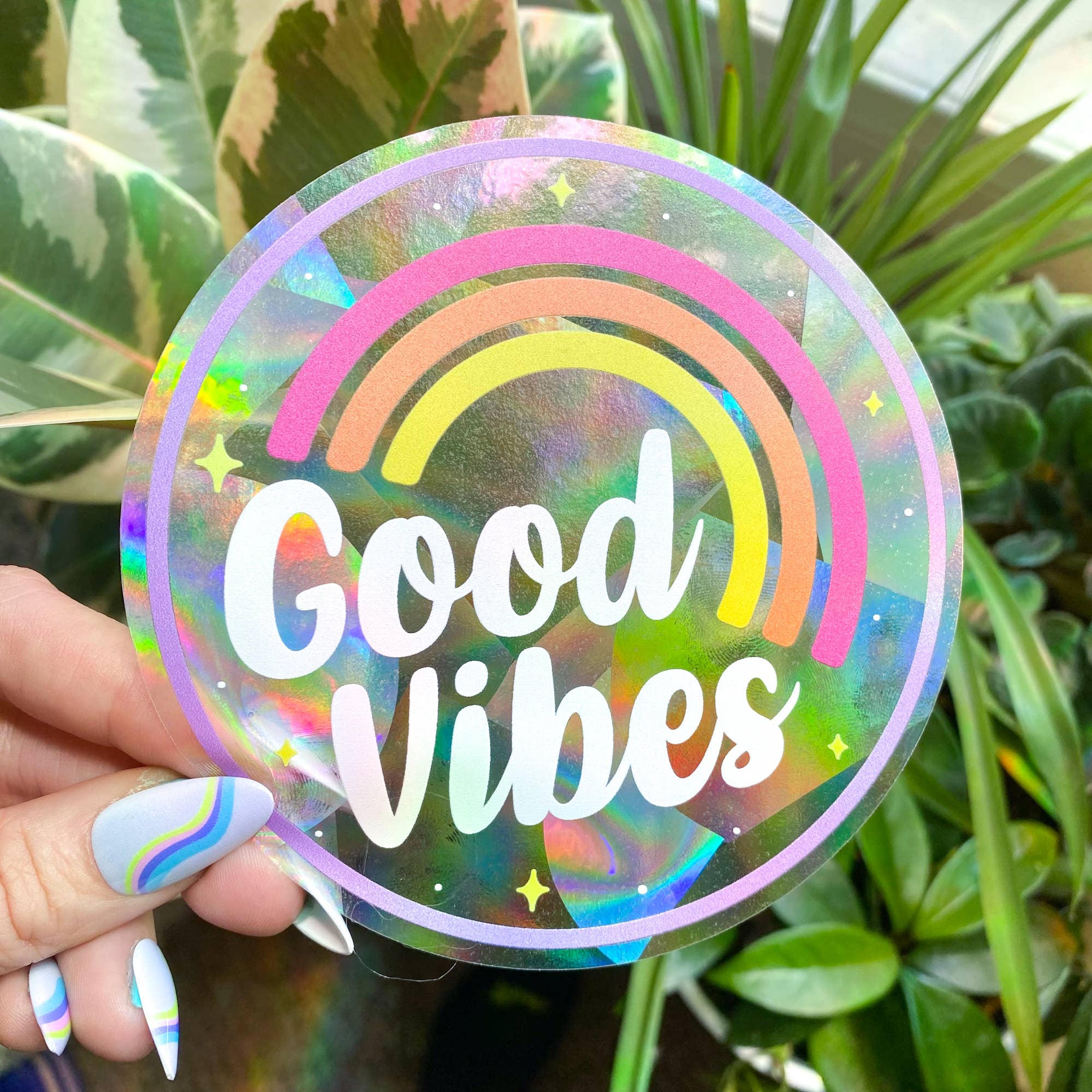Chelzart - Wholesale Suncatcher - Good Vibes Suncatcher Decal | Rainbow Maker Accessory5