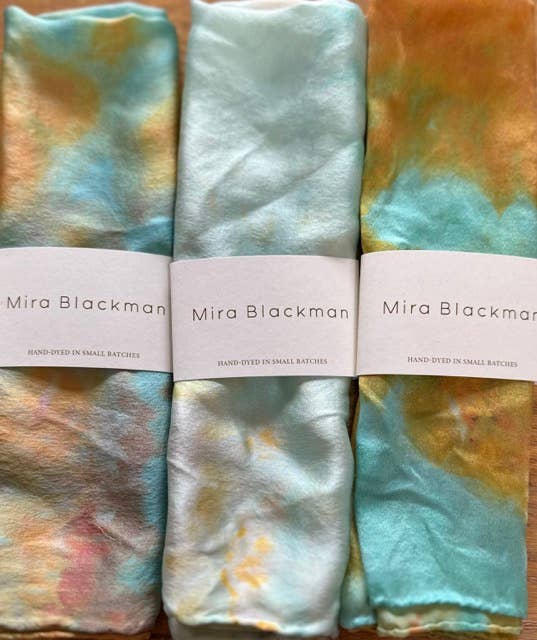 Mira Blackman - Wholesale Sjaal - Dames - Zijden sjaal met handgeverfde grote streeppatronen (10 kleuren) - veelzijdige bandana12