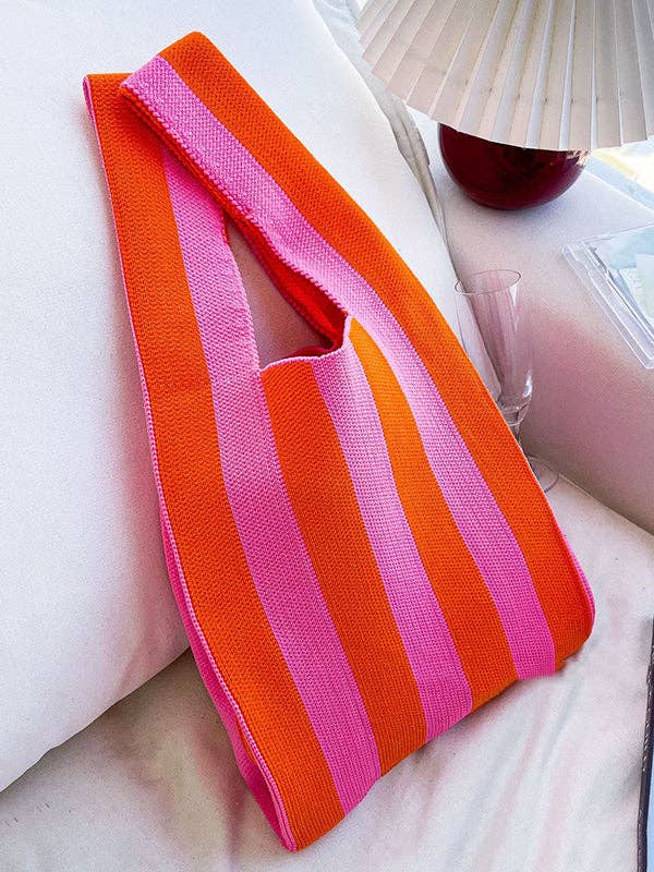 UZ Wholesale Store - Wholesale Tote Bag - Women's - Contrast Color Striped Bags Woven Handbag3