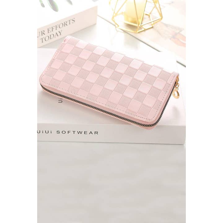 42POPS - Wholesale Wallet - Women's - ,....0806 Checkered Monogram Vegan Leather Long Wallet SI-279503