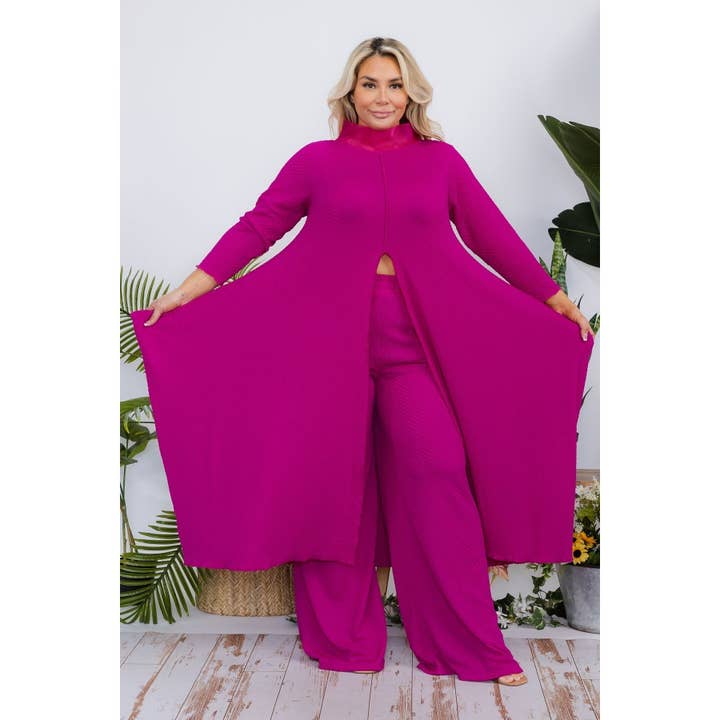 MAGENTA PLUS MAXI TOP AND WIDE LEG PANT SET for wholesale on Faire