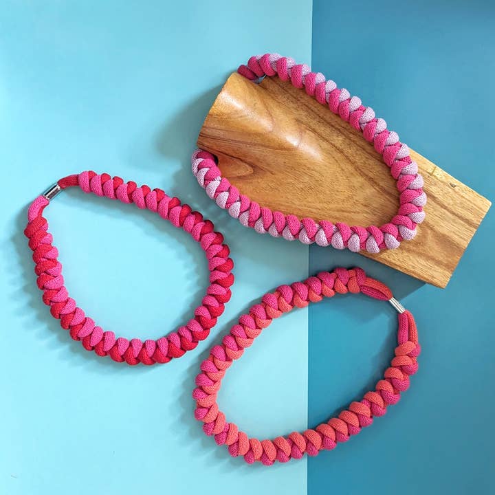 Macramé Textile Necklace (Two Tone Twist) for wholesale by By Chand