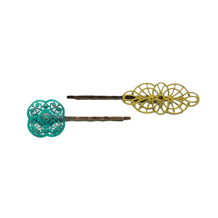 Moxie Mismatched Filigree Bobby Pin Set - Art Deco Design for wholesale by Gleeful Peacock