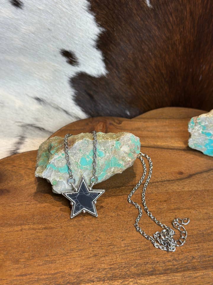 BLACK FAUX STAR NECKLACE for wholesale by High Ho Silversmithing