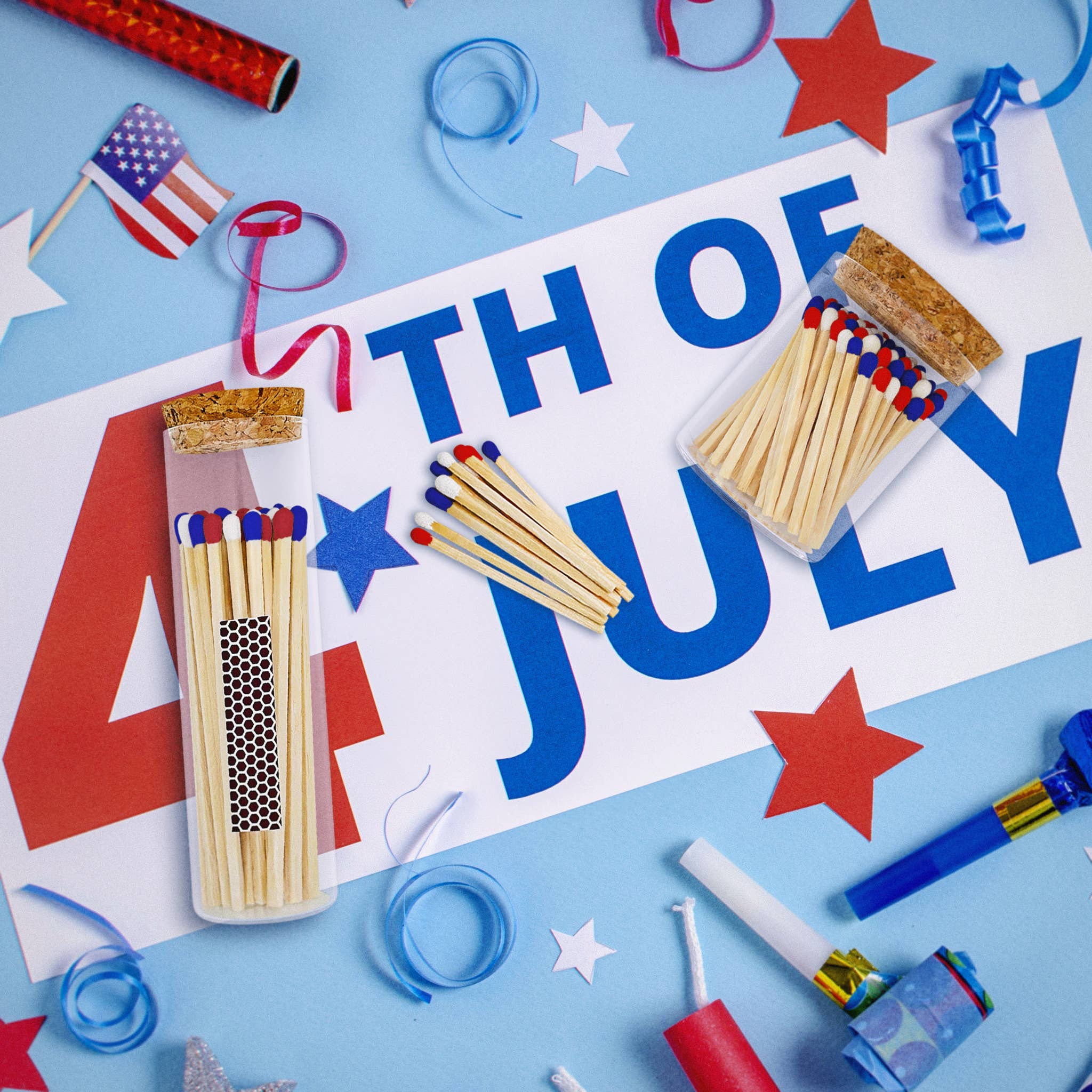 Patriotic Red, White & Blue Matches, Size & Holder of Choice for wholesale on Faire14