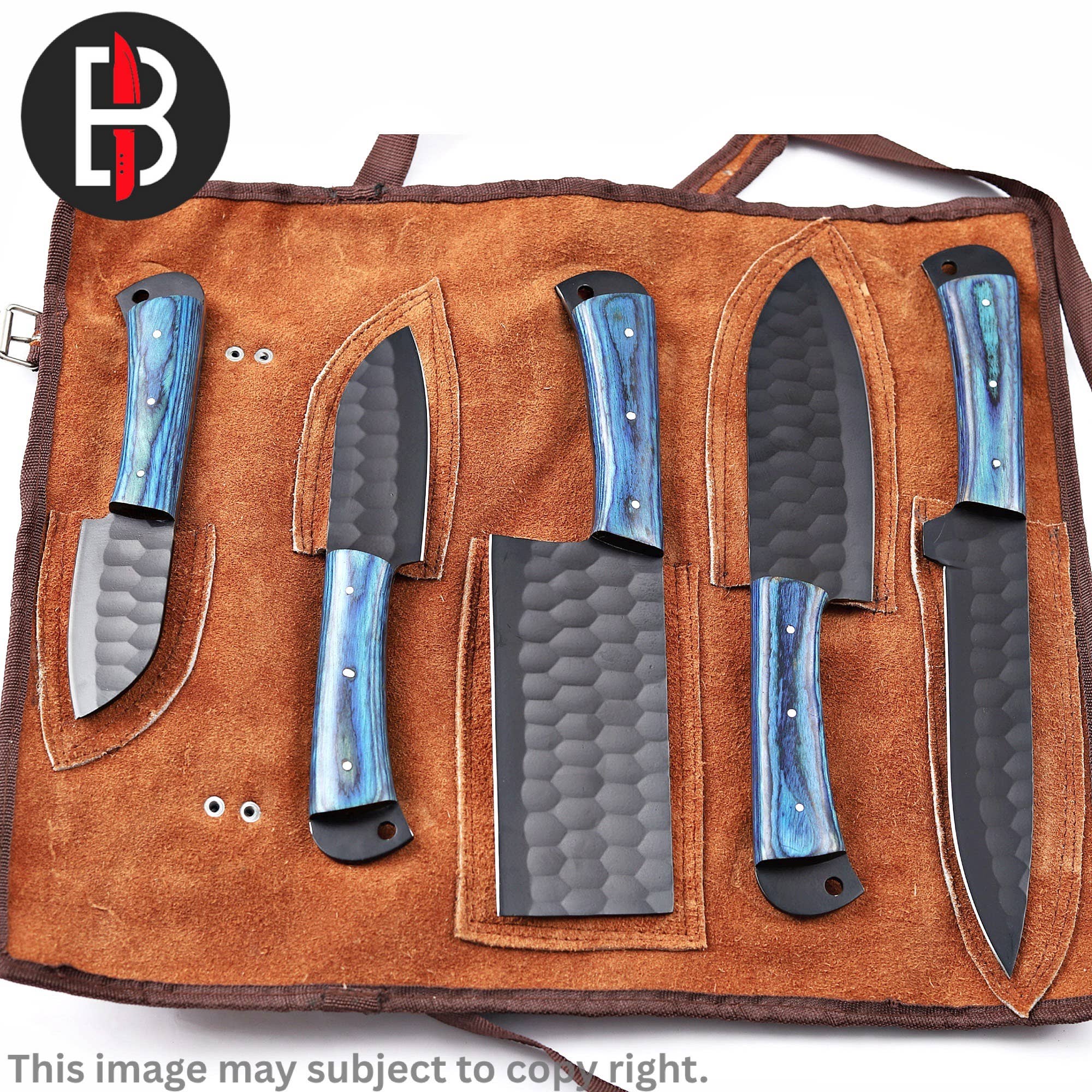 Bravohandicrafts - Vendita all'ingrosso Set di coltelli - SET DI COLTELLI DA CHEF 5 PEZZI IN ACCIAIO INOX FATTI A MANO.7