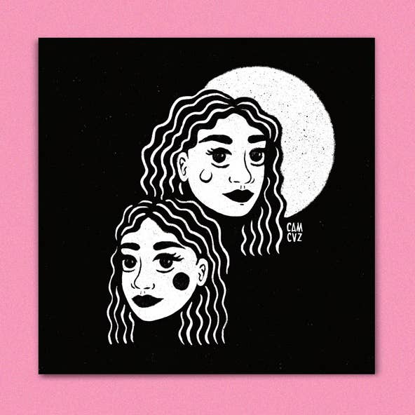 Séléné • portrait de femmes, sororité pour la vente par Camille Cauvez illustration et papeterie