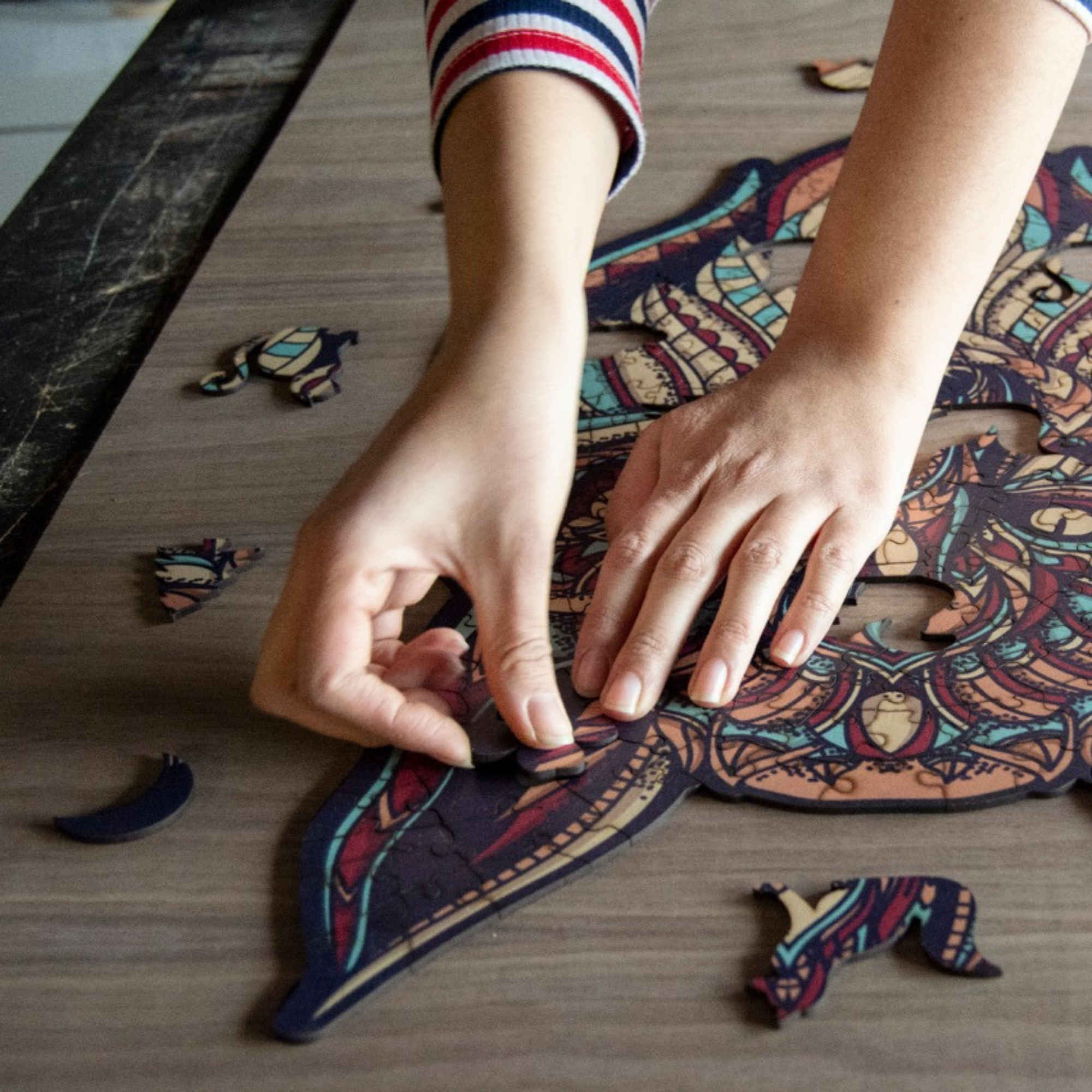 WAWW Artisanal Wooden Puzzles - Wholesale Puzzle - Adult - WOLF wooden jigsaw Puzzle | 23" Whimsies | Animal Totem7