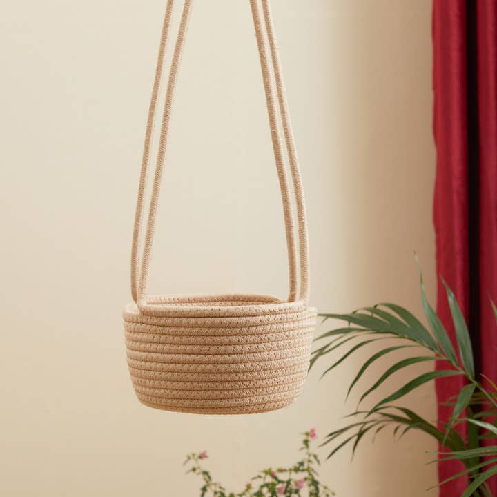 maison sympa - Wholesale Hanging Planter - Maison Sympa Woven Cotton Rope Hanging Planter Basket3