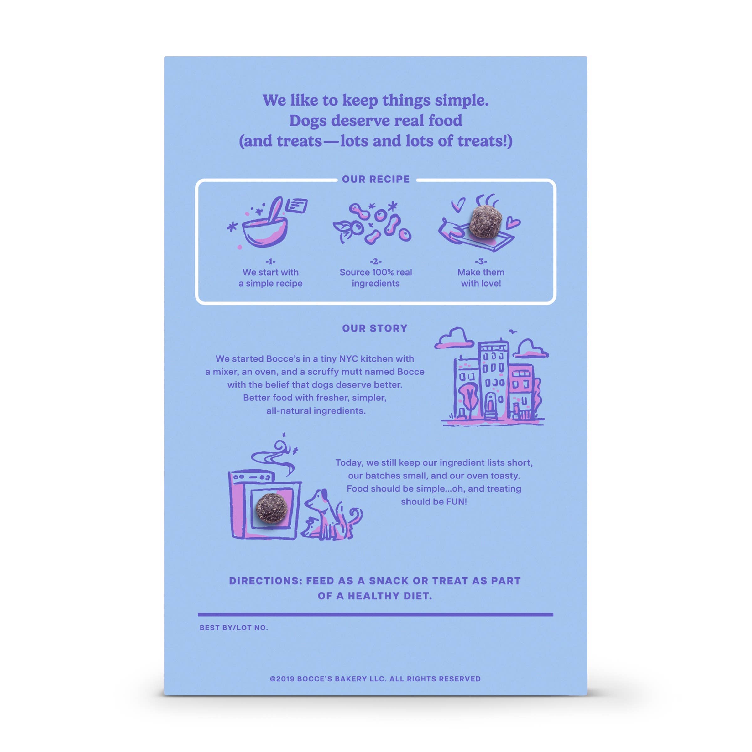 Pet Palette Distribution - Wholesale Pet Treats - Dog - Bocce's Bakery PB + Blueberry Crispies Dog Treats 10oz1