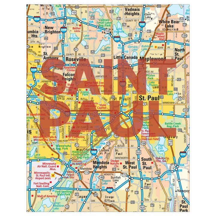 5" x 7 Saint Paul Minnesota Map Greeting Card for wholesale by Fridgedoor
