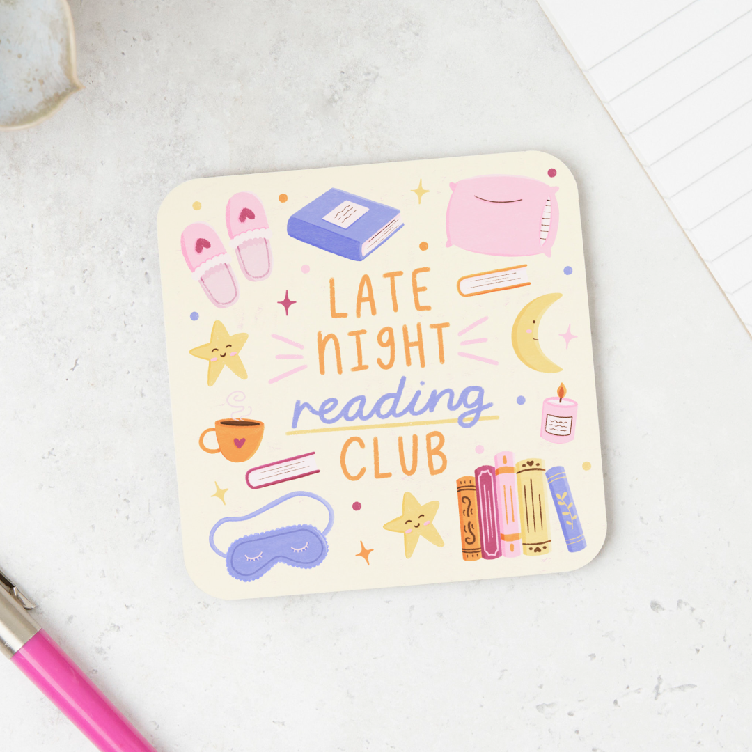 Shake The Label - Wholesale Coasters - Late Night Reading Club Coaster - Book Lover Gift4