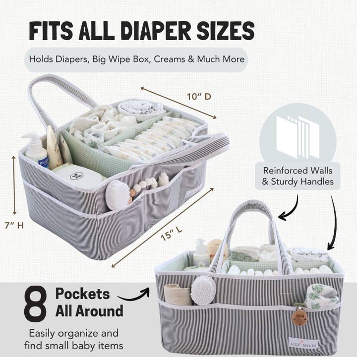 Lily Miles - Venta al por mayor Organizador de pañales- Bebés - Carrito de pañales Mint Baby