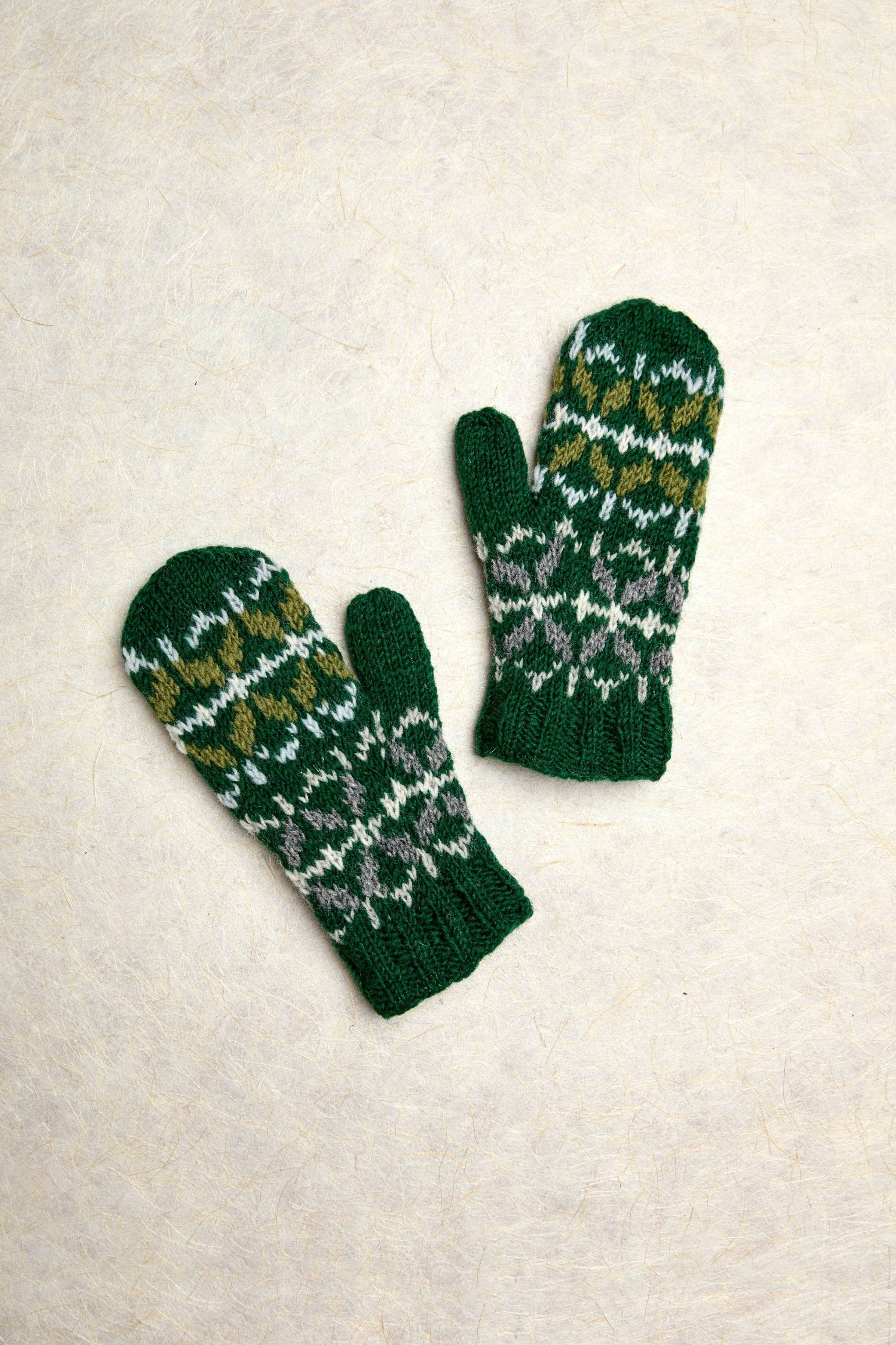 By Many Hands - Wholesale Mittens - Women's - Freya Evergreen Knit Mittens0