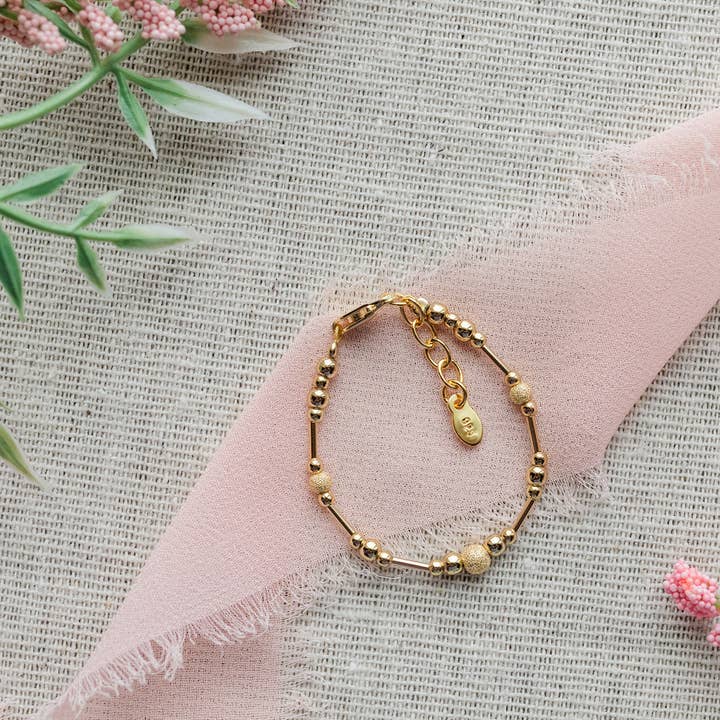 Cherished Moments - Wholesale Beaded Bracelet - Kids - Little Girls 14K Gold-Plated Bracelet with Stardust Beads