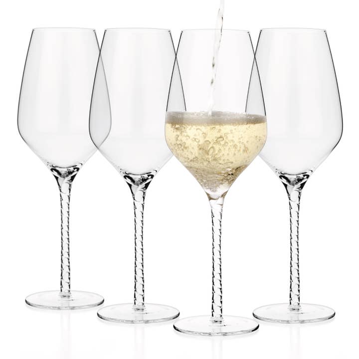 TEALYRA / LUXBE - Wholesale Wine Glass - Luxbe Red White Wine Crystal Glasses Spiral Stem Set 4, 19oz