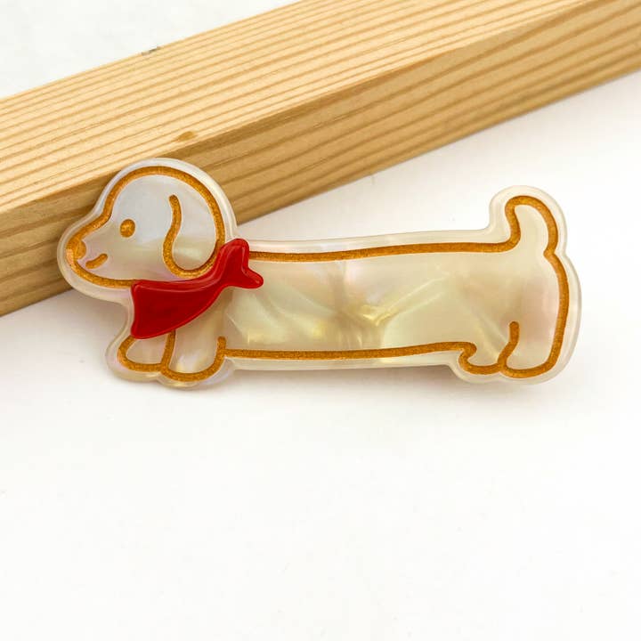 SoapElenGlen - Wholesale Hair Clip - Women's - Running Puppy Hair Clip, Cute Animal Acetate Hair Barrette1