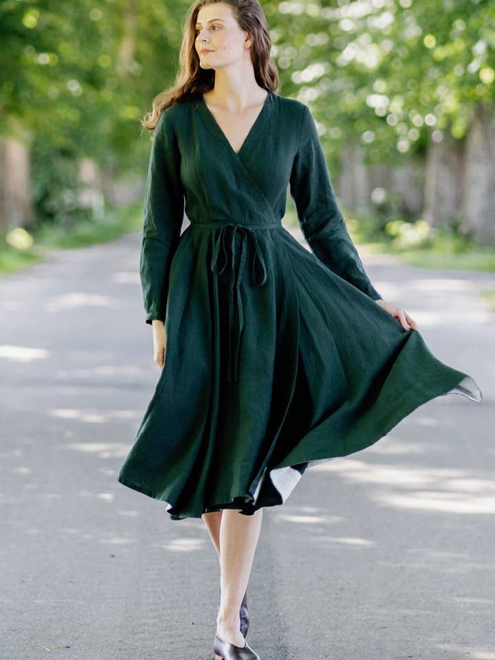 Son de Flor - Wholesale Dress - Women's - Wrap Dress, Long Sleeve13