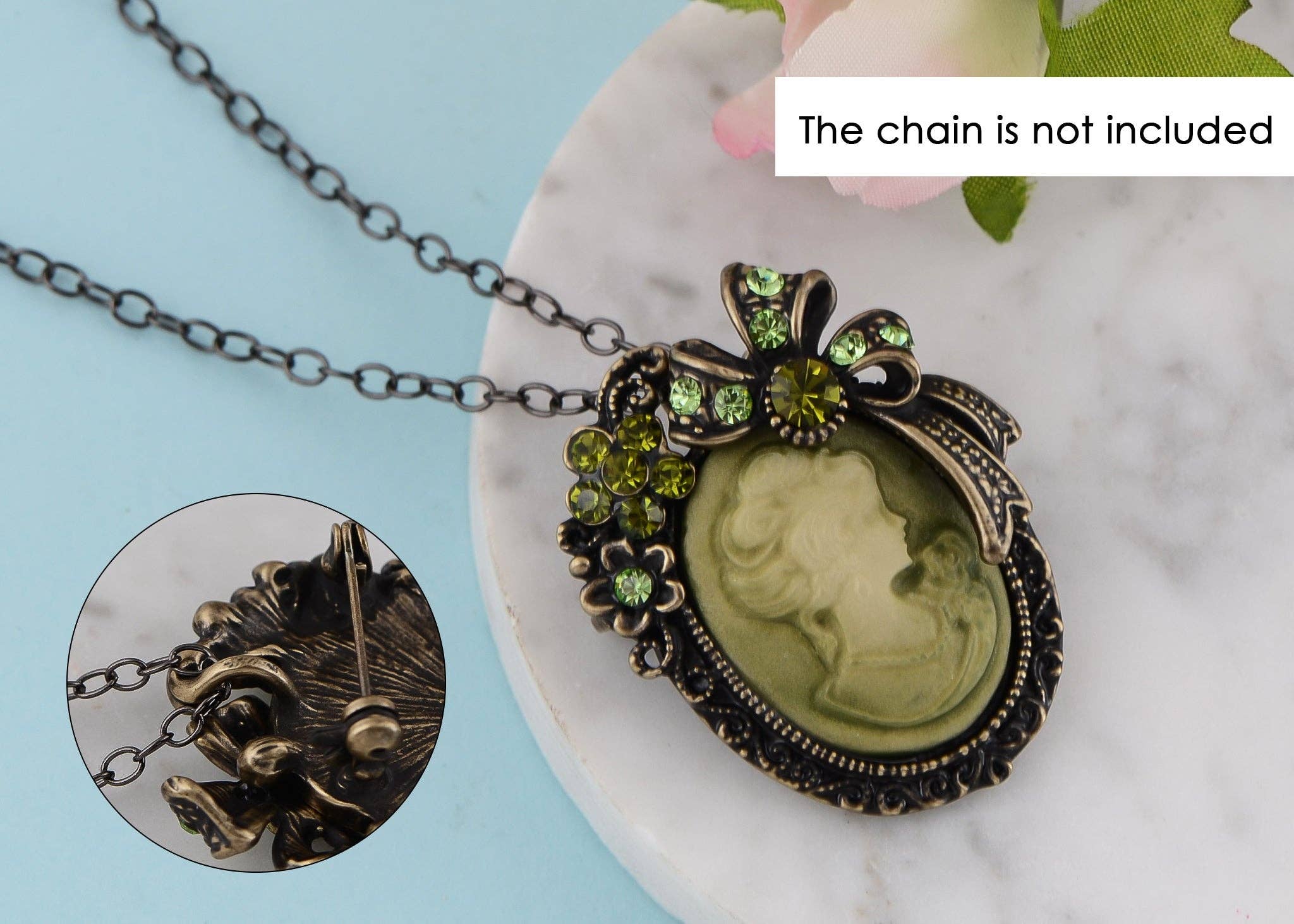 AK Brand - Wholesale Brooch - Vintage Victorian Cameo Brooch Maiden Flower Ribbon Bow44