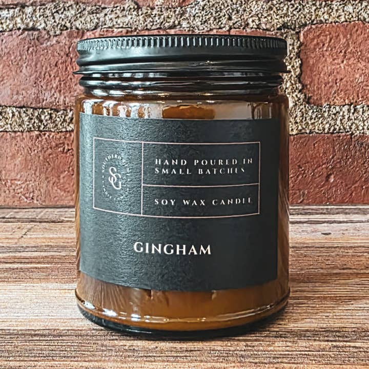 Bougie en cire de soja/coco "Gingham", 8 oz pour la vente par Southern Gent Candles