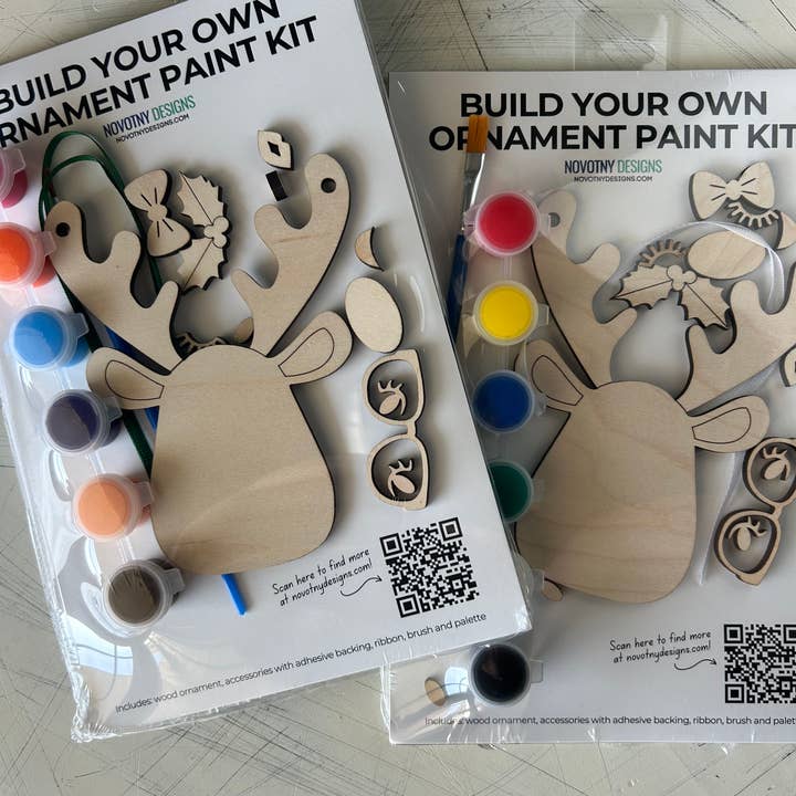 Novotny Designs - Wholesale DIY Craft Kit - Build Your Own Reindeer Ornament Paint Kit1