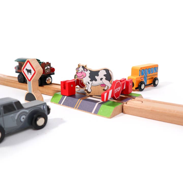Twinkle Toys LLC - Wholesale Toy Set - Kids - Wooden Railroad Crossing - 3 Piece Set