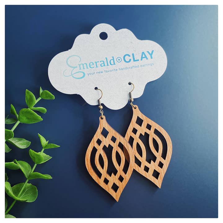 Emerald and Clay - Wholesale Dangle Earrings - Wood Earrings - Trellis2