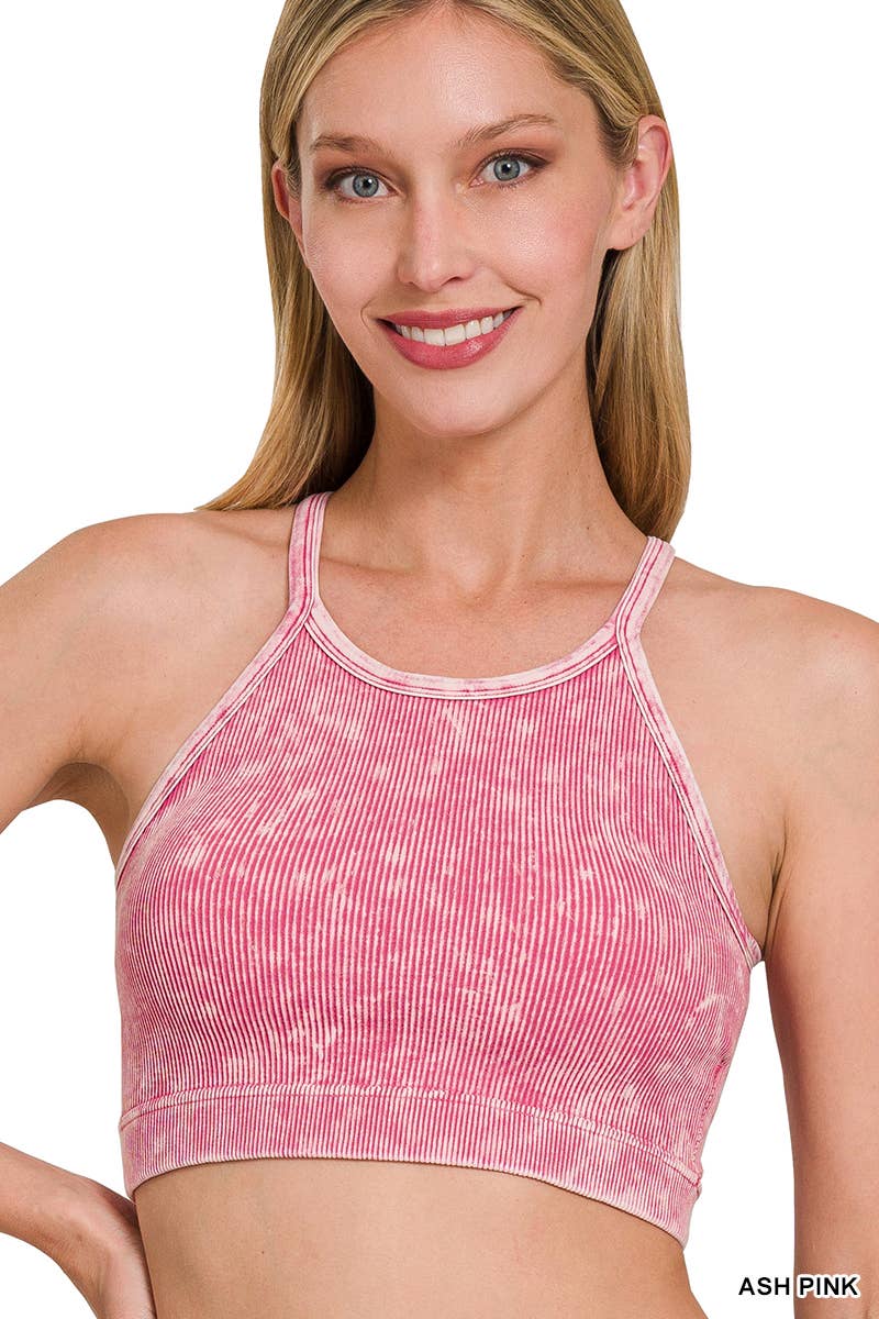 42POPS - Wholesale Tank Top - Women's - `.Washed Seamless Halter Crop Tank19