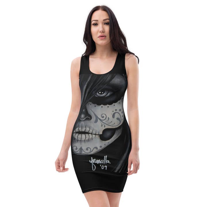 “Dia De Los Muertos” Bodycon dress for wholesale by The Art of Francella