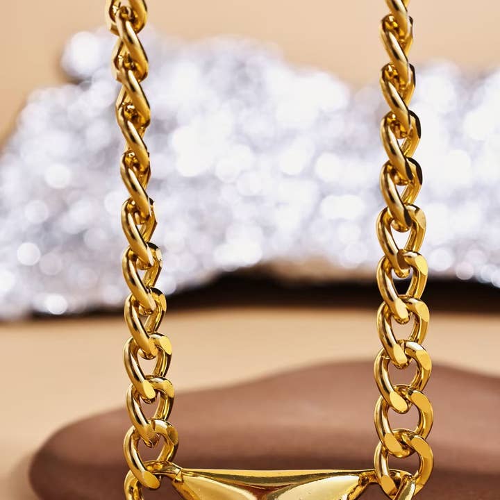 Katinki - Wholesale Pendant/charm necklace - Geometric Triangle Link Necklace0