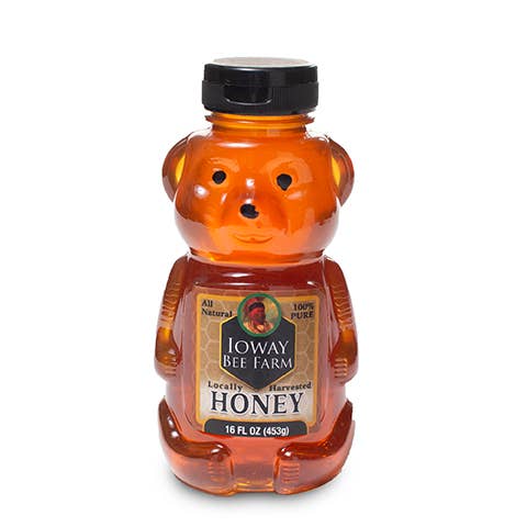 16 oz. Raw Honey Bear for wholesale by Ioway Bee Farm