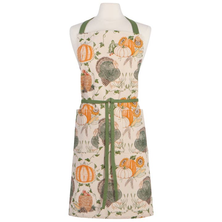 Now Designs by Danica - Wholesale Apron - Cornucopia Thanksgiving Spruce Apron
