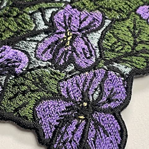 Flags Over Wisconsin - Wholesale Patch - Wisconsin State Flower Wood Violet Embroidered Patch