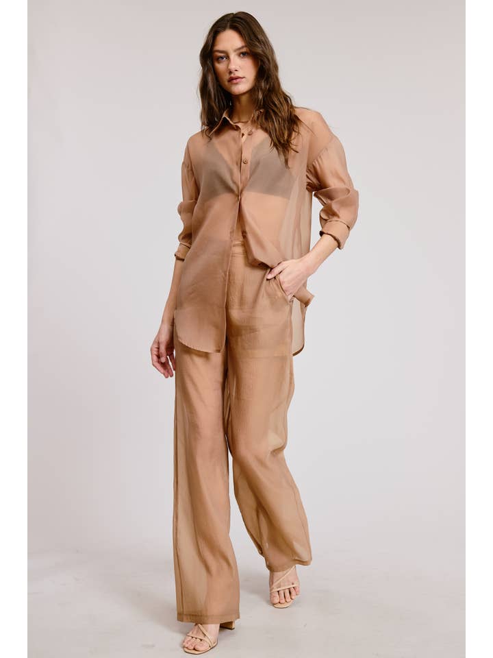 Mimosa - Wholesale Pants - Women's - Straight Leg Sheer Organza Pants with Lined Shorts14