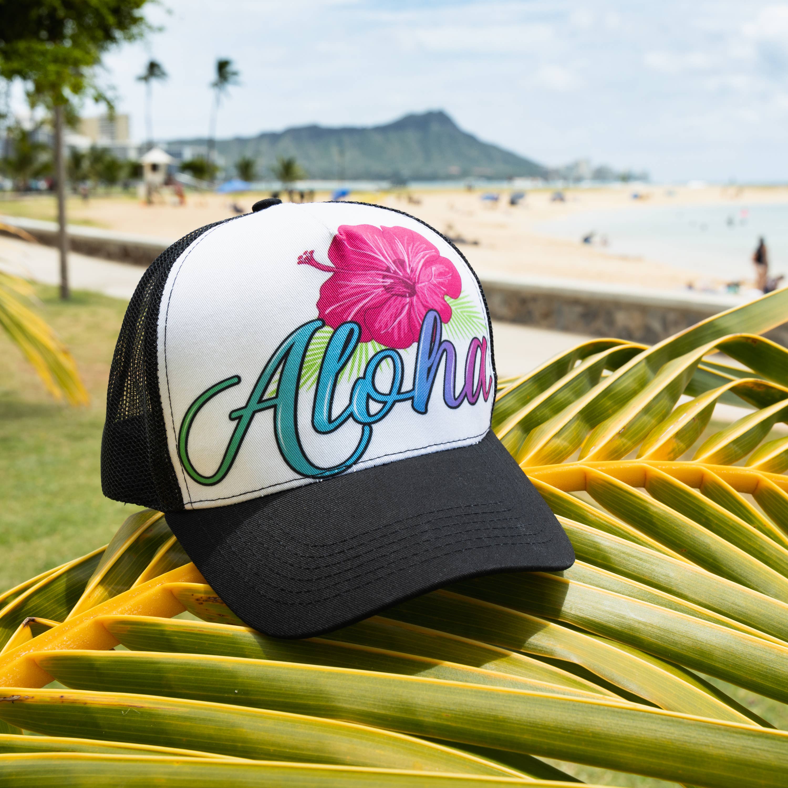 Aloha Designs - Wholesale Trucker Hat - Unisex - Aloha Hat with Colorful Hawaiian Aloha Hibiscus Print Hawaii4