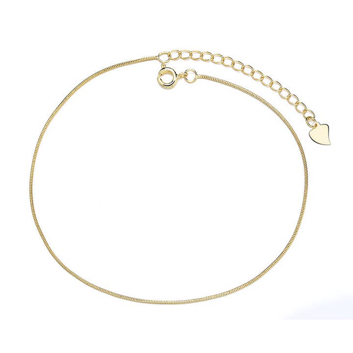 14K Gold Plated Snake Chain Anklet for wholesale by Amy and Annette