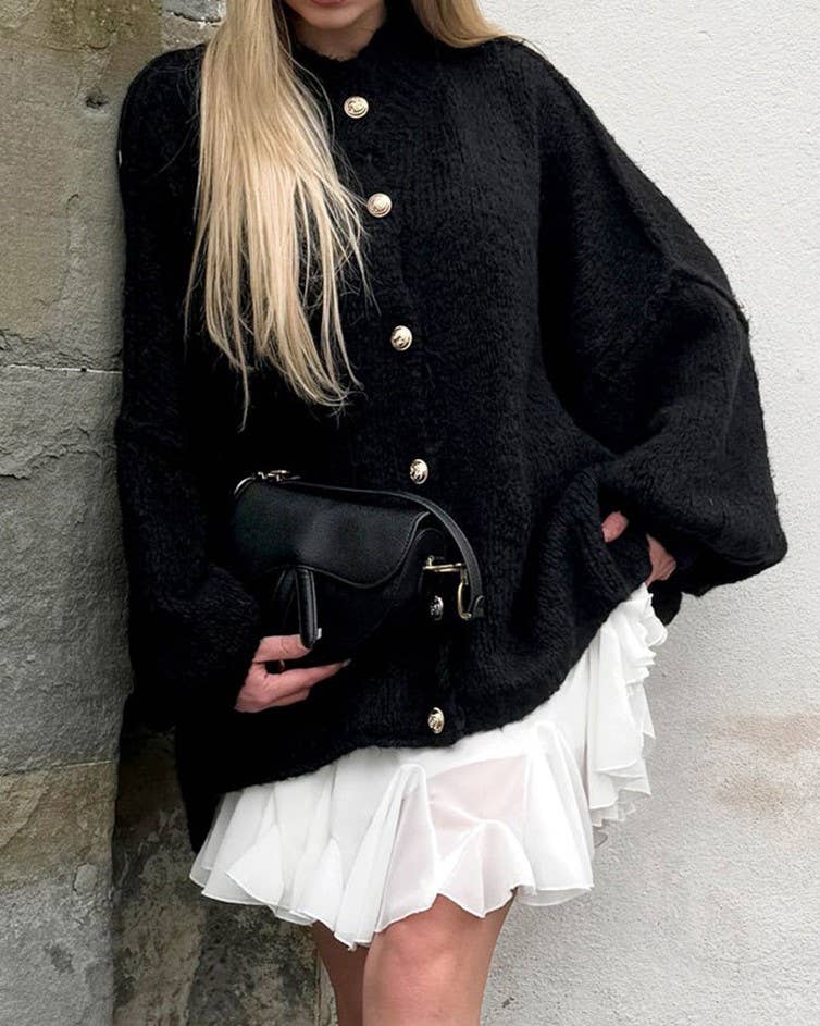 Rosa Clothing - Wholesale Cardigan - Women's - Chunky Casual Vintage Bat-Sleeve Sweater Cardigan2