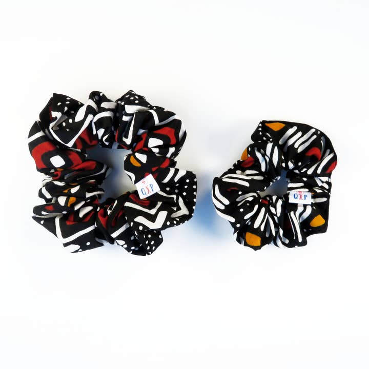 Black African Print Scrunchie for wholesale by QXP Shop