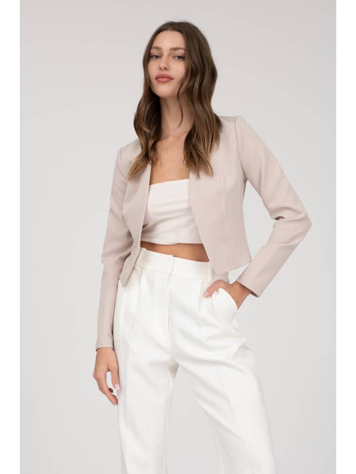 MINE - Wholesale Blazer - Women's - COLLARLESS LONG SLEEVE BLAZER