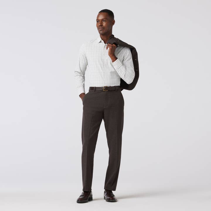 Pantalon de costume en flanelle Watson - Chocolate Gun Check pour la vente par Mizzen+Main